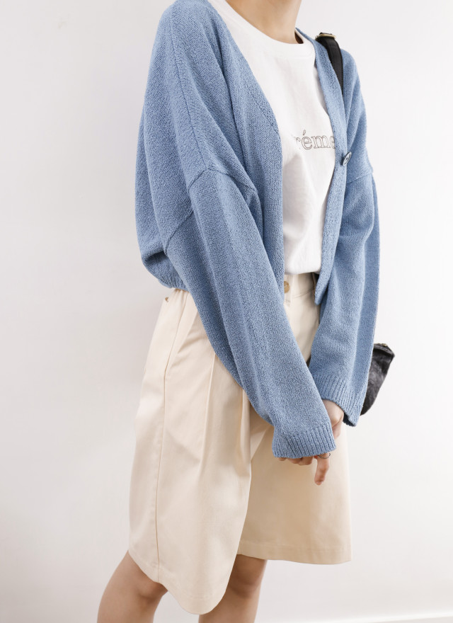 T1764丹妮單釦針織罩衫(三色)