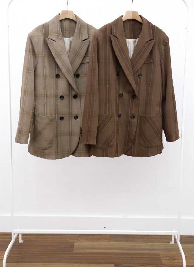 O0702琴恩格紋西裝外套(兩色)