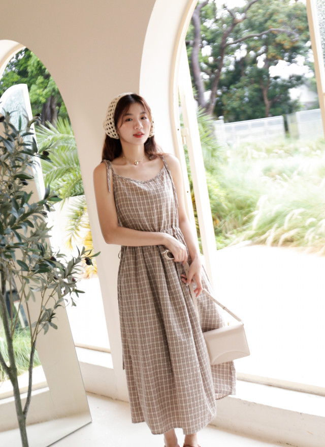 BS安妮綁帶格紋洋裝(兩色)