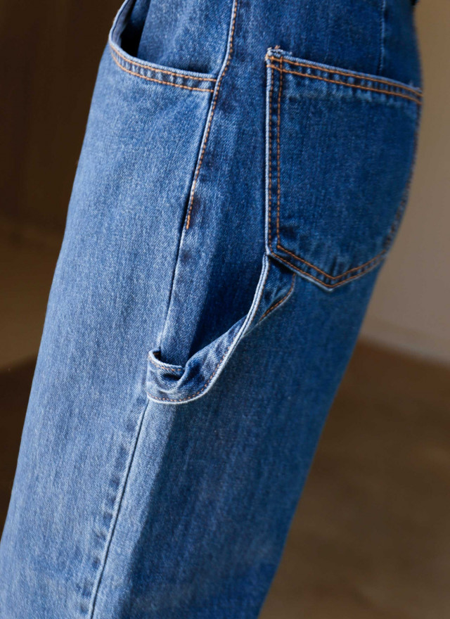 BS率性調節釦單寧褲
