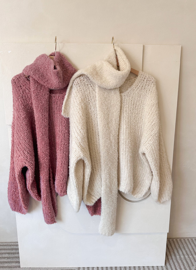 BS帊樂粗織圍巾毛衣(兩色)