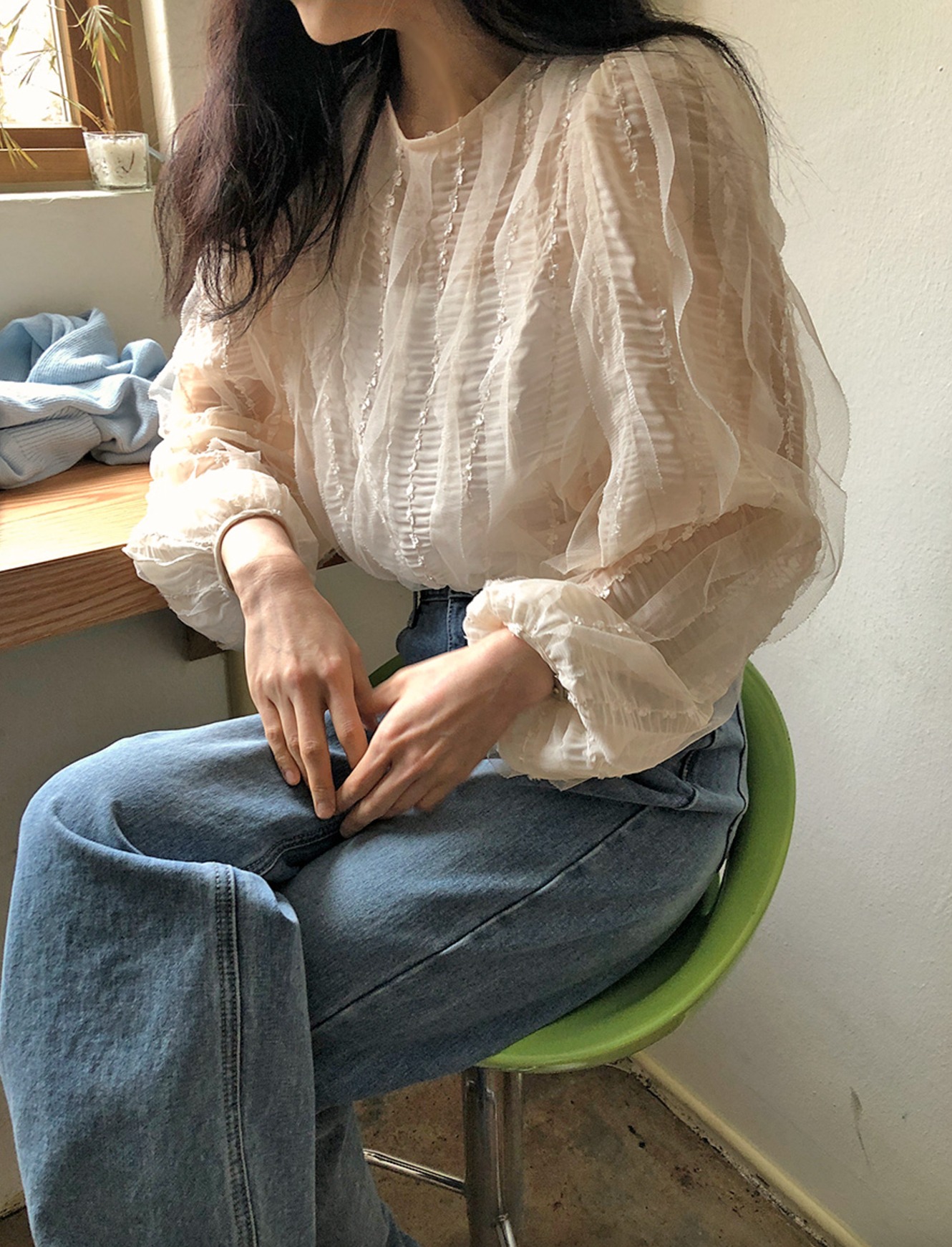 BS波浪絲紗造型上衣