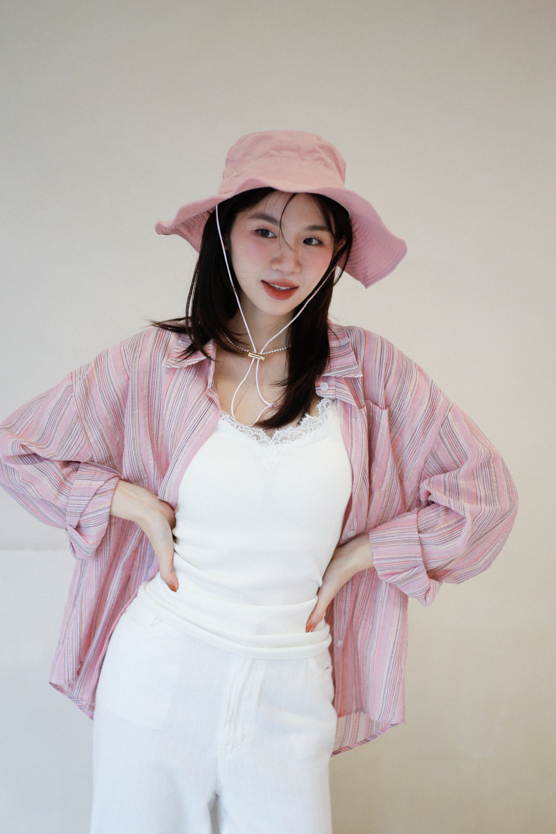 BS霓粉漾彩直紋襯衫