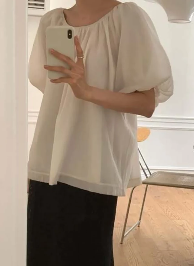 BS茉夏印花澎袖上衣