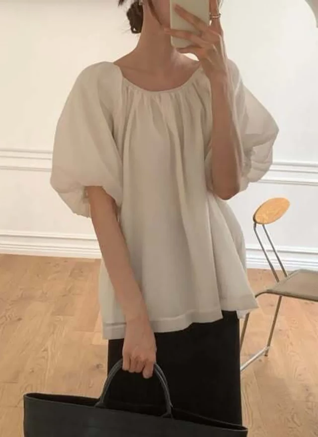 BS茉夏印花澎袖上衣