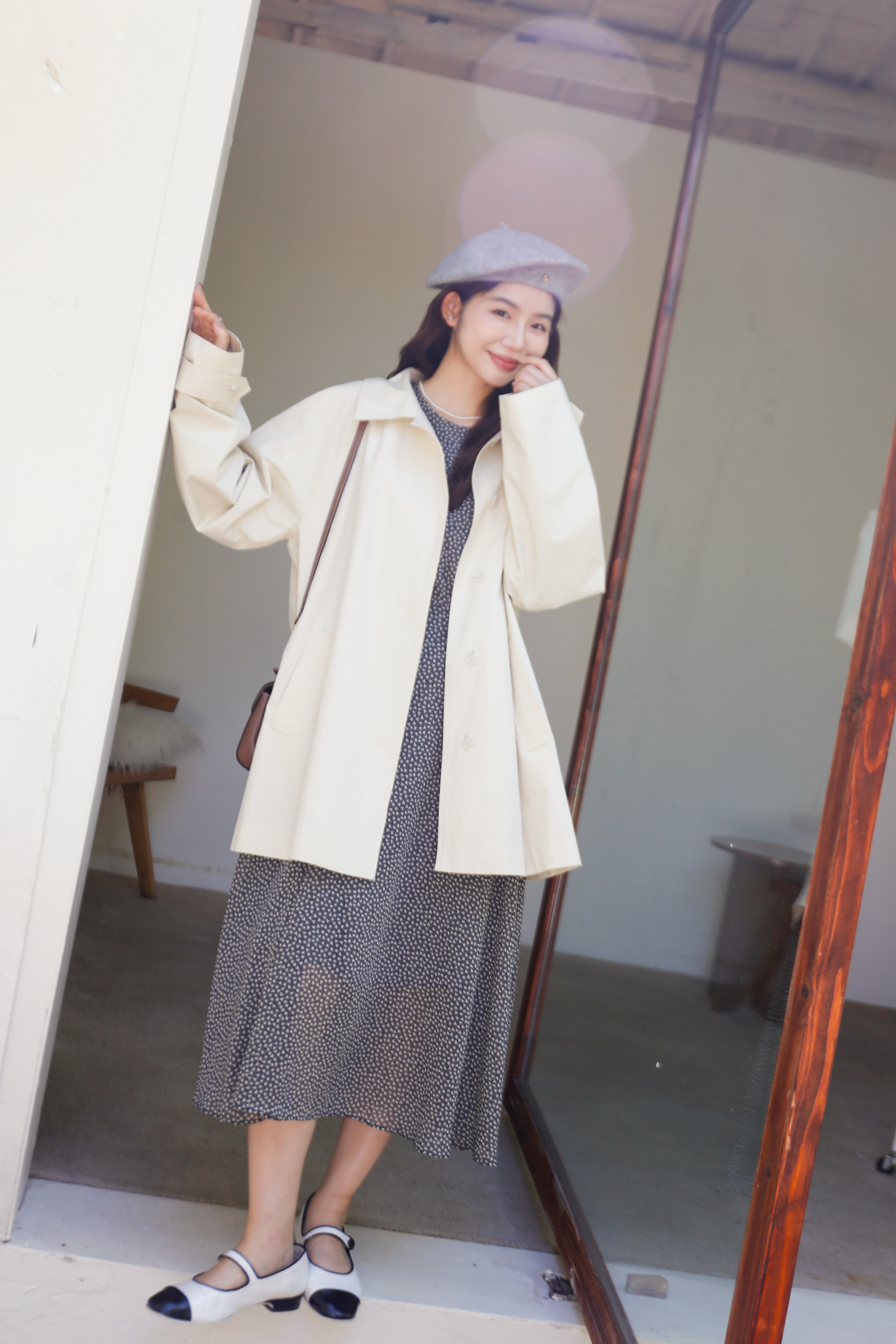 BS奶油傘狀風衣外套(兩色)