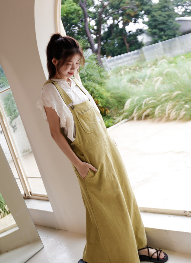 BS布標吊帶洋裝(兩色)