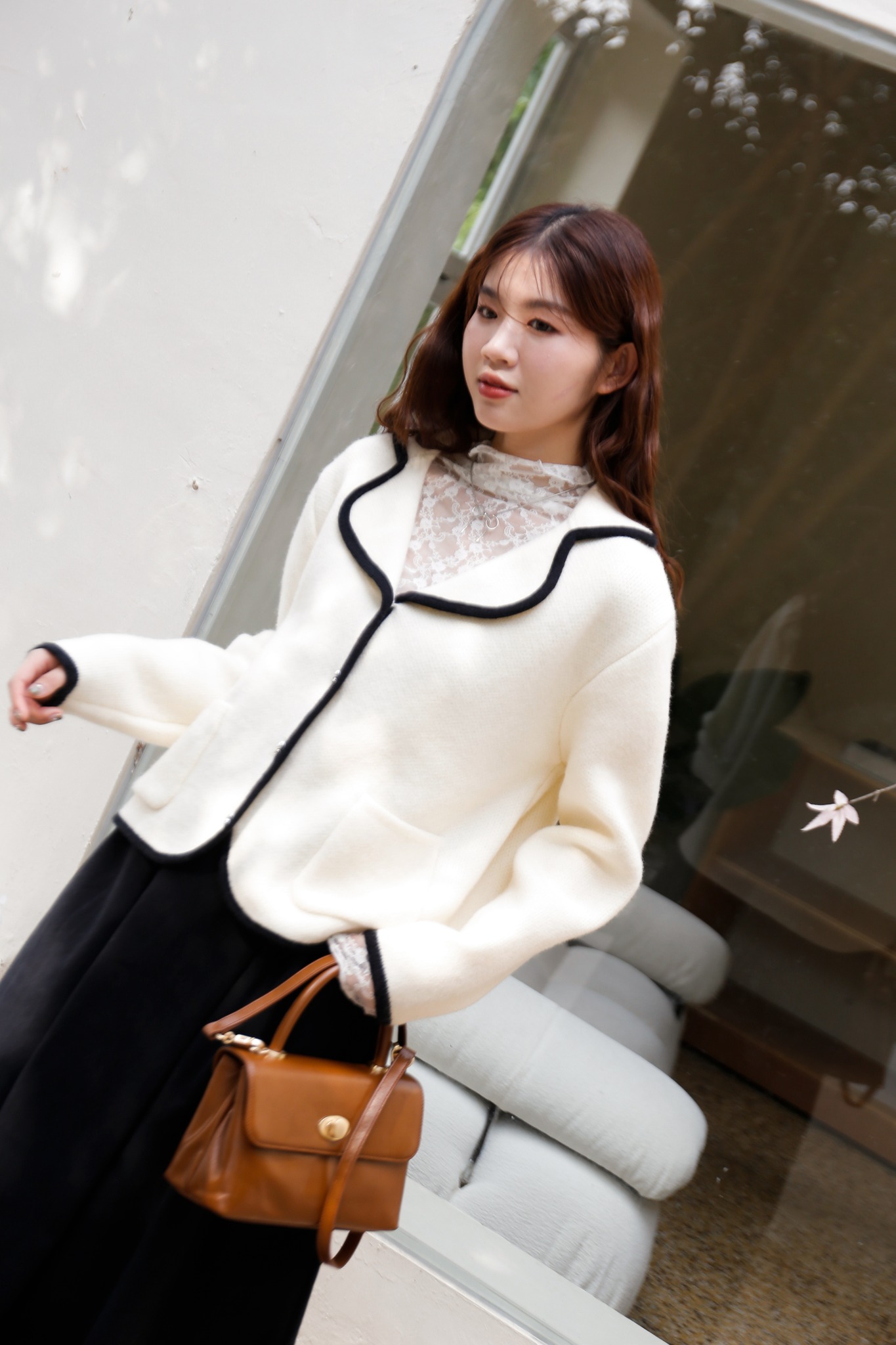 BS蕾絲透肌高領上衣(三色)