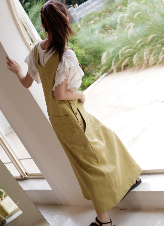 BS布標吊帶洋裝(兩色)