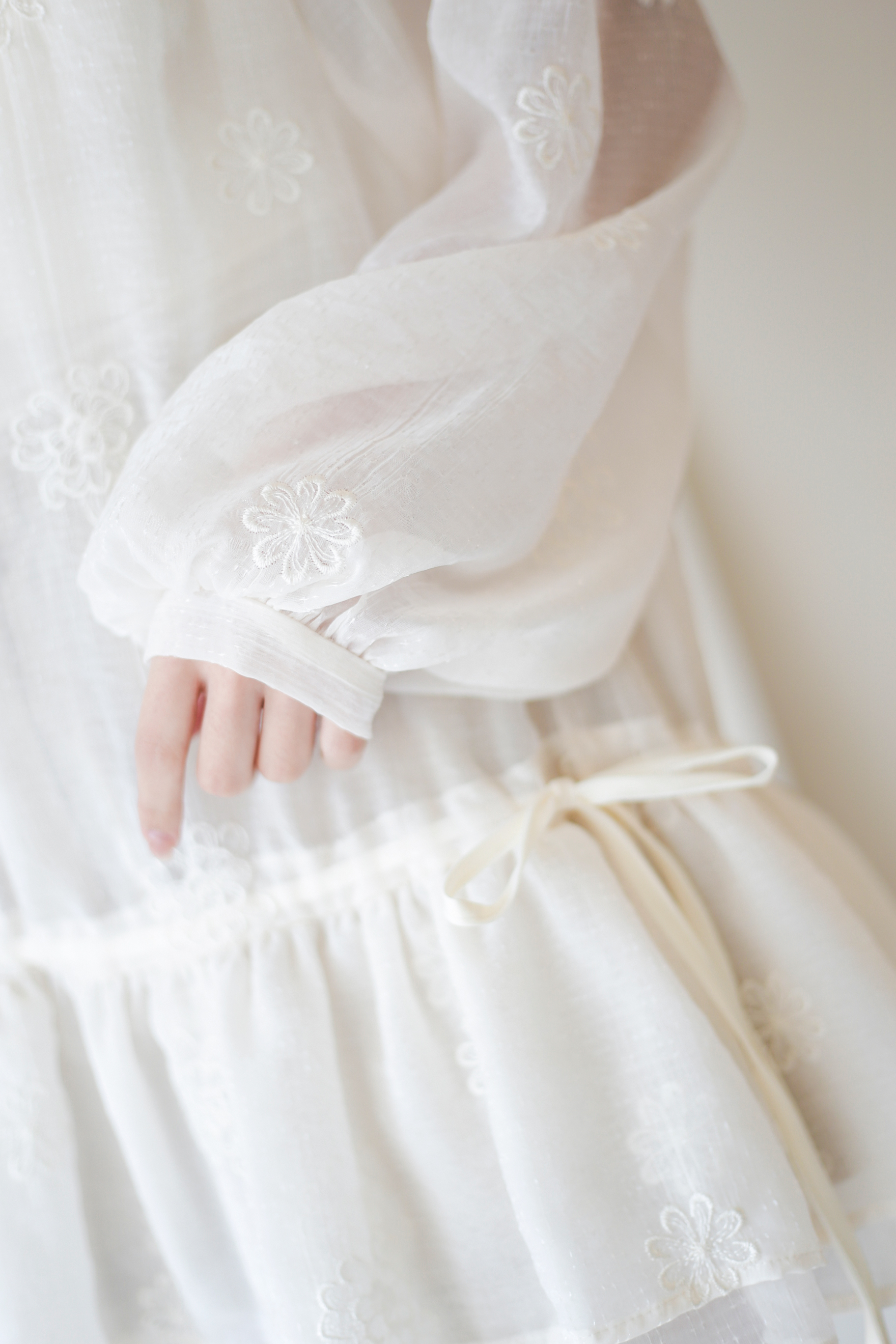 BS潔花刺繡透肌長上衣