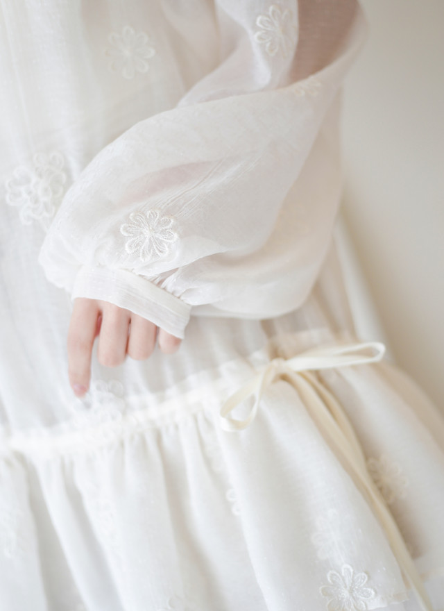 BS潔花刺繡透肌長上衣