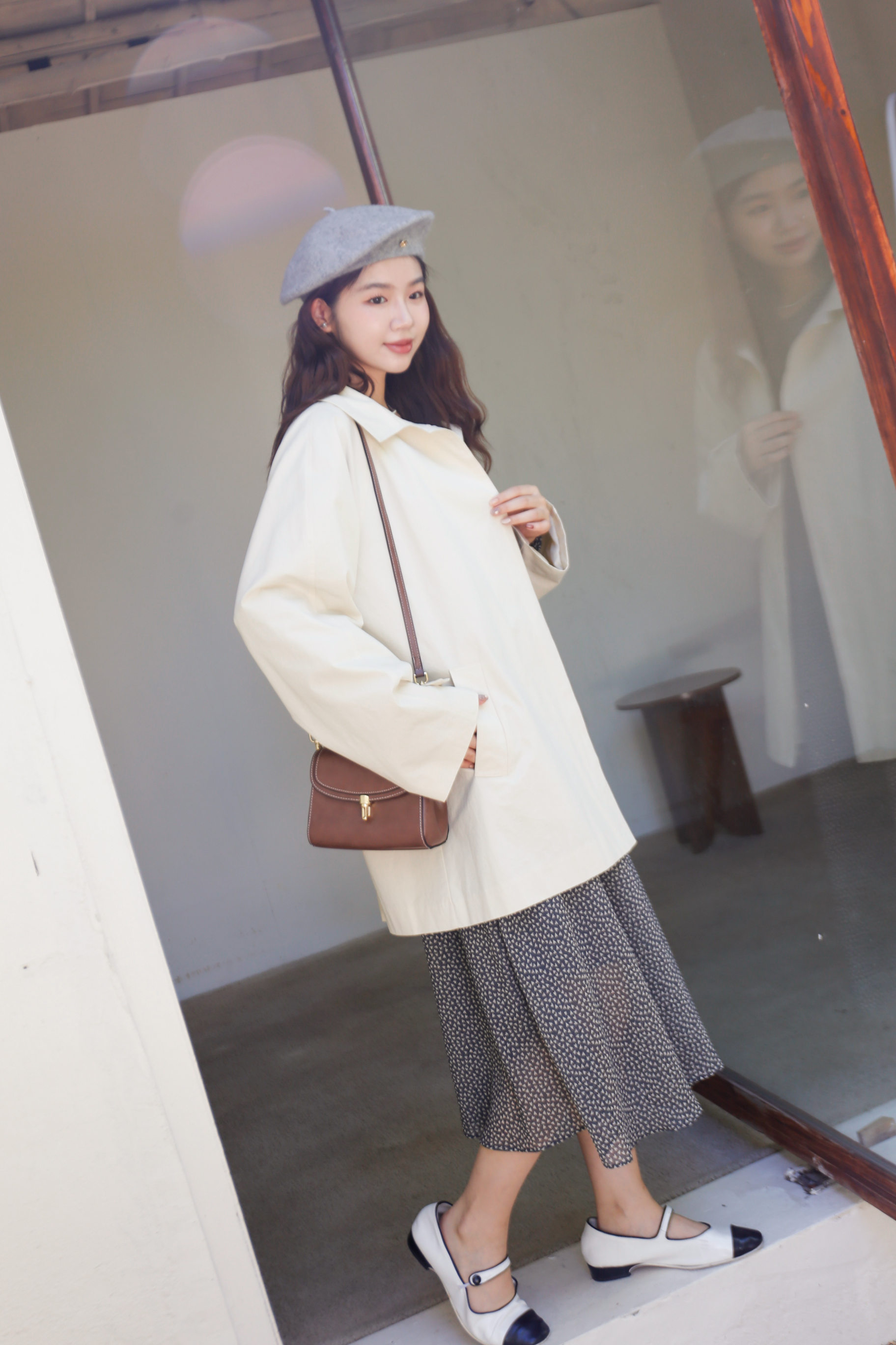 BS奶油傘狀風衣外套(兩色)