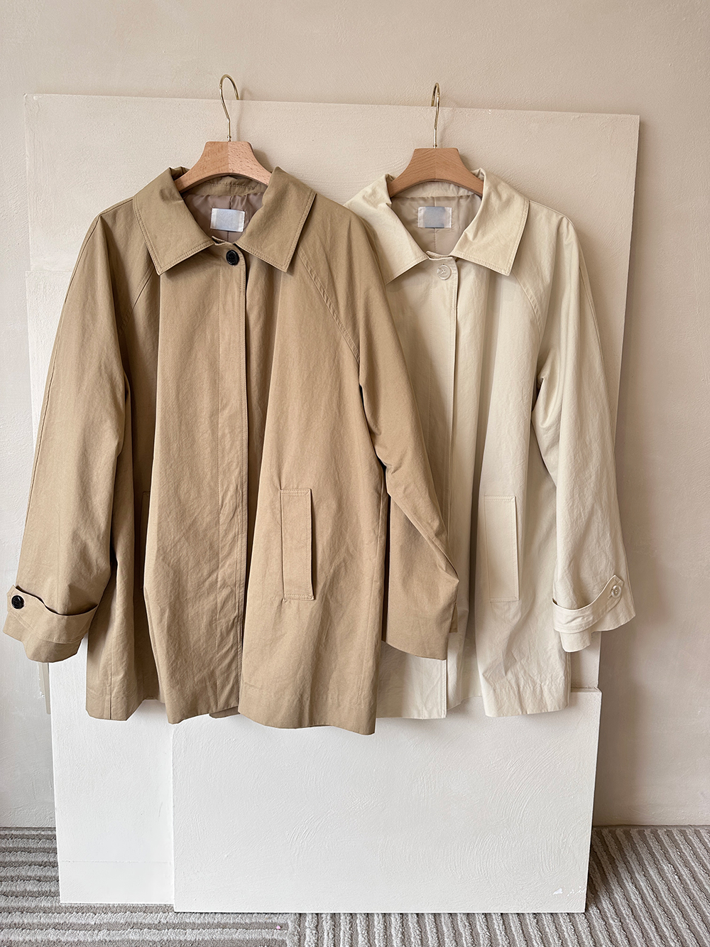 BS奶油傘狀風衣外套(兩色)