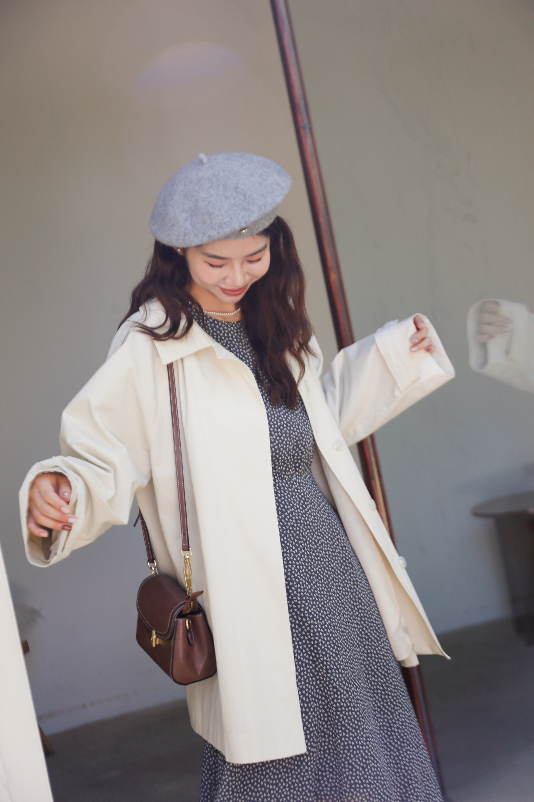 BS奶油傘狀風衣外套(兩色)