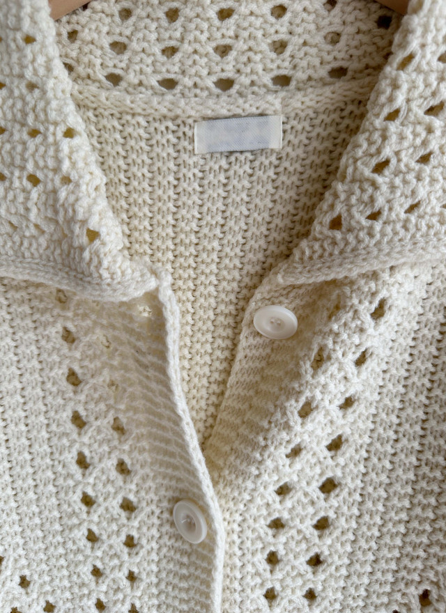 BS鏤空針織翻領外套