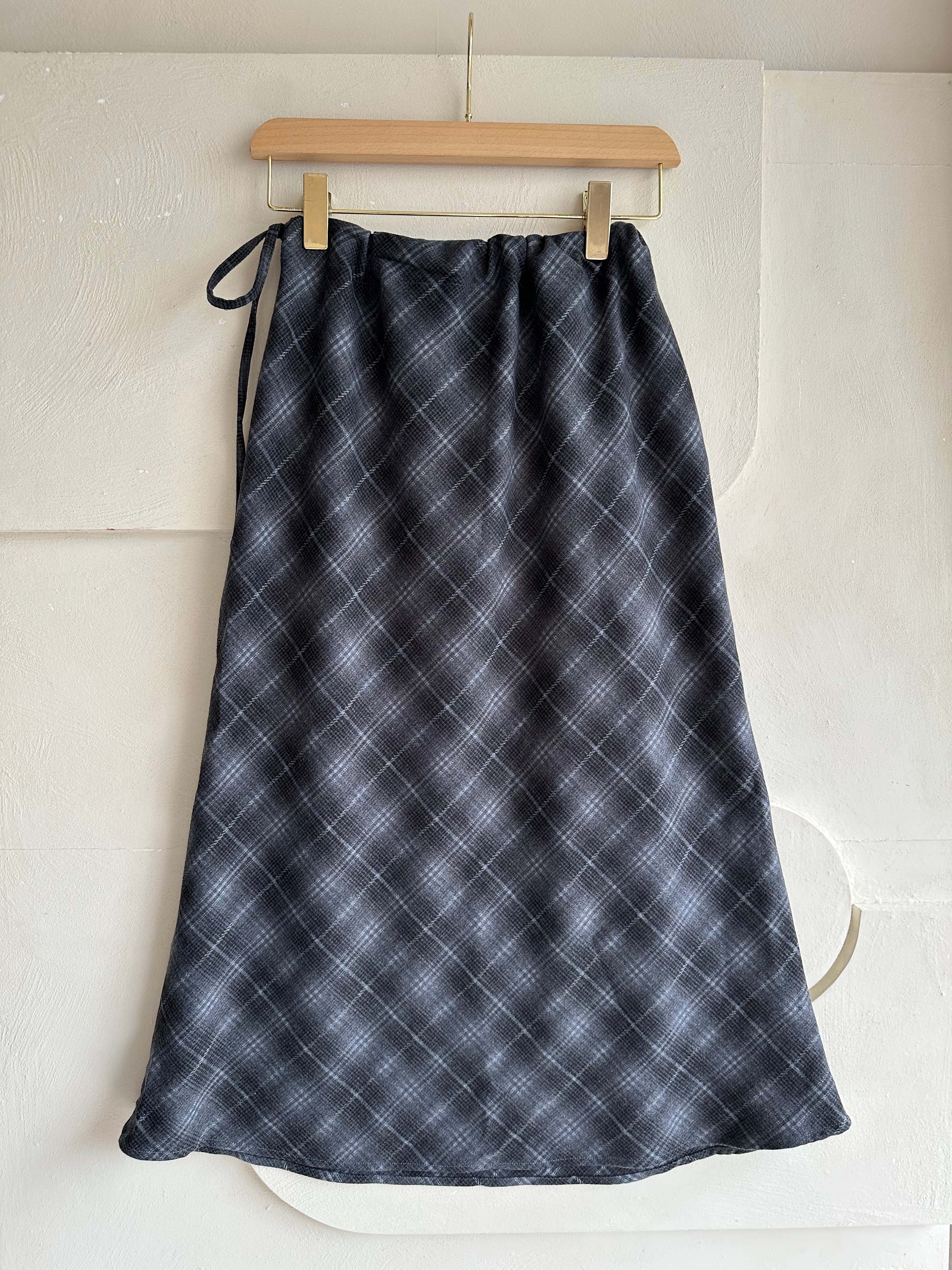 BS格紋綁帶長裙