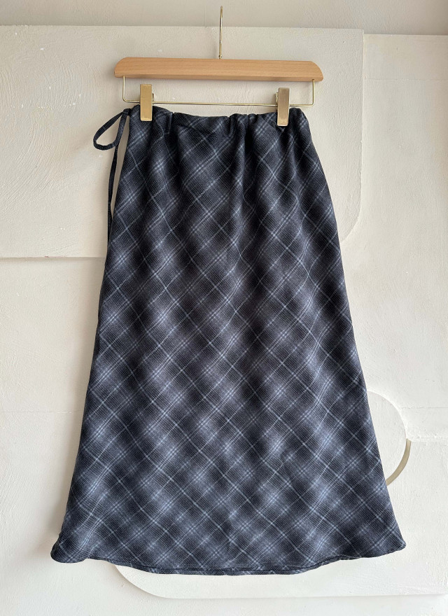 BS格紋綁帶長裙