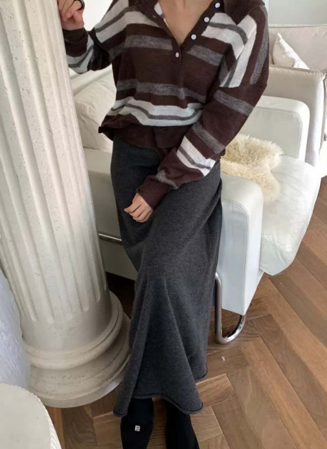 BS翻領條紋針織衫(兩色)