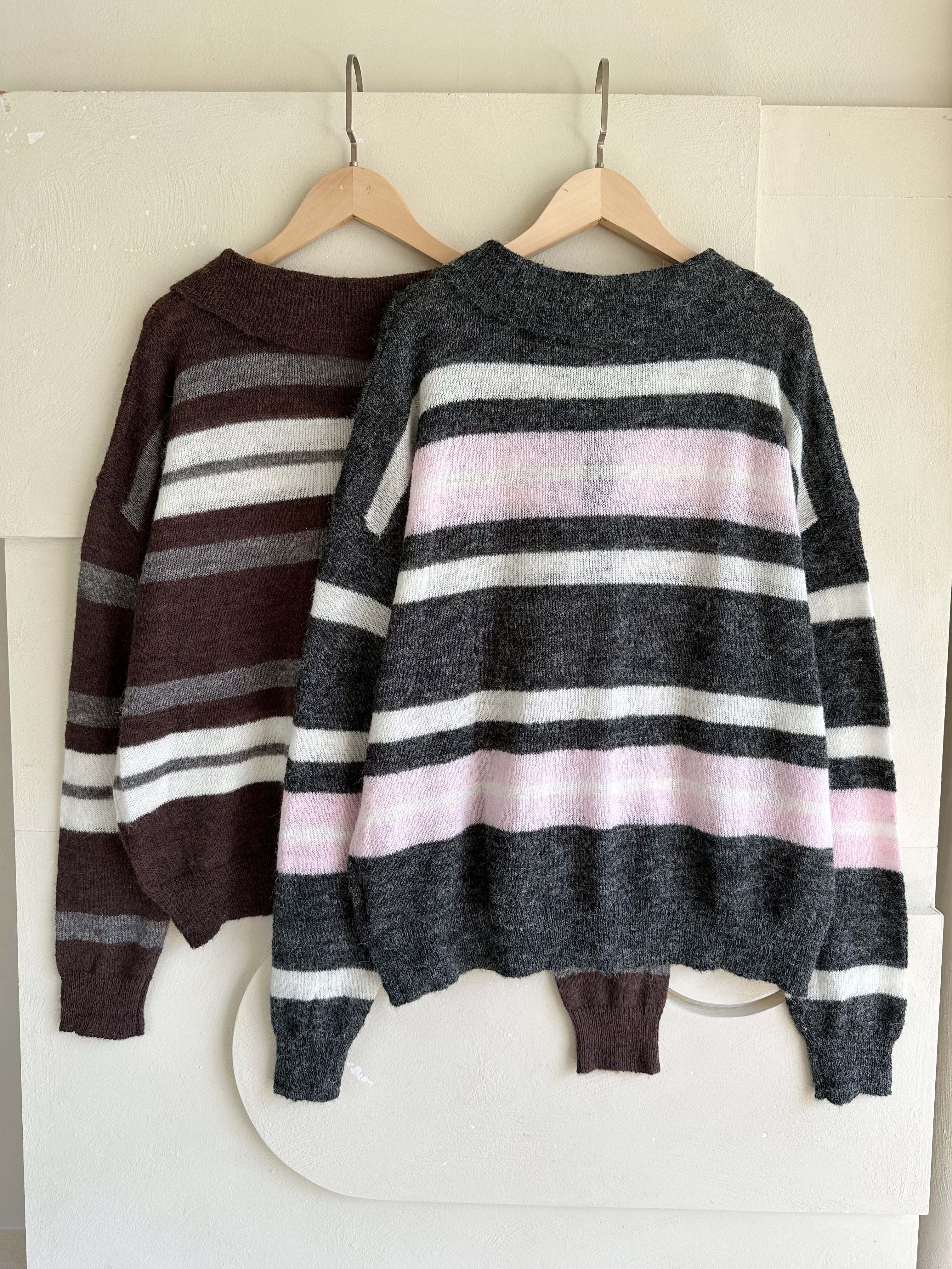 BS翻領條紋針織衫(兩色)