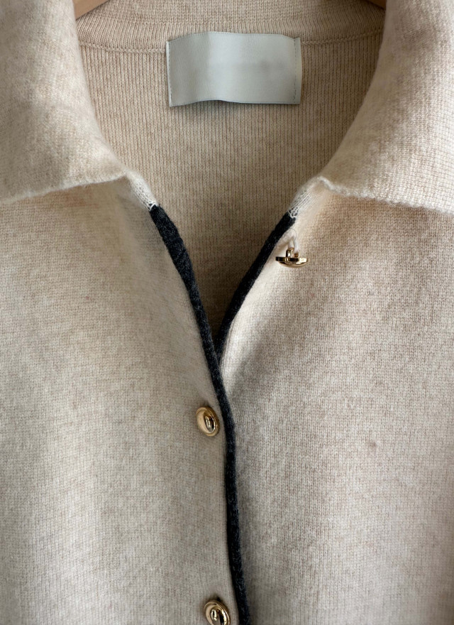 BS撞色小領針織外套(兩色)