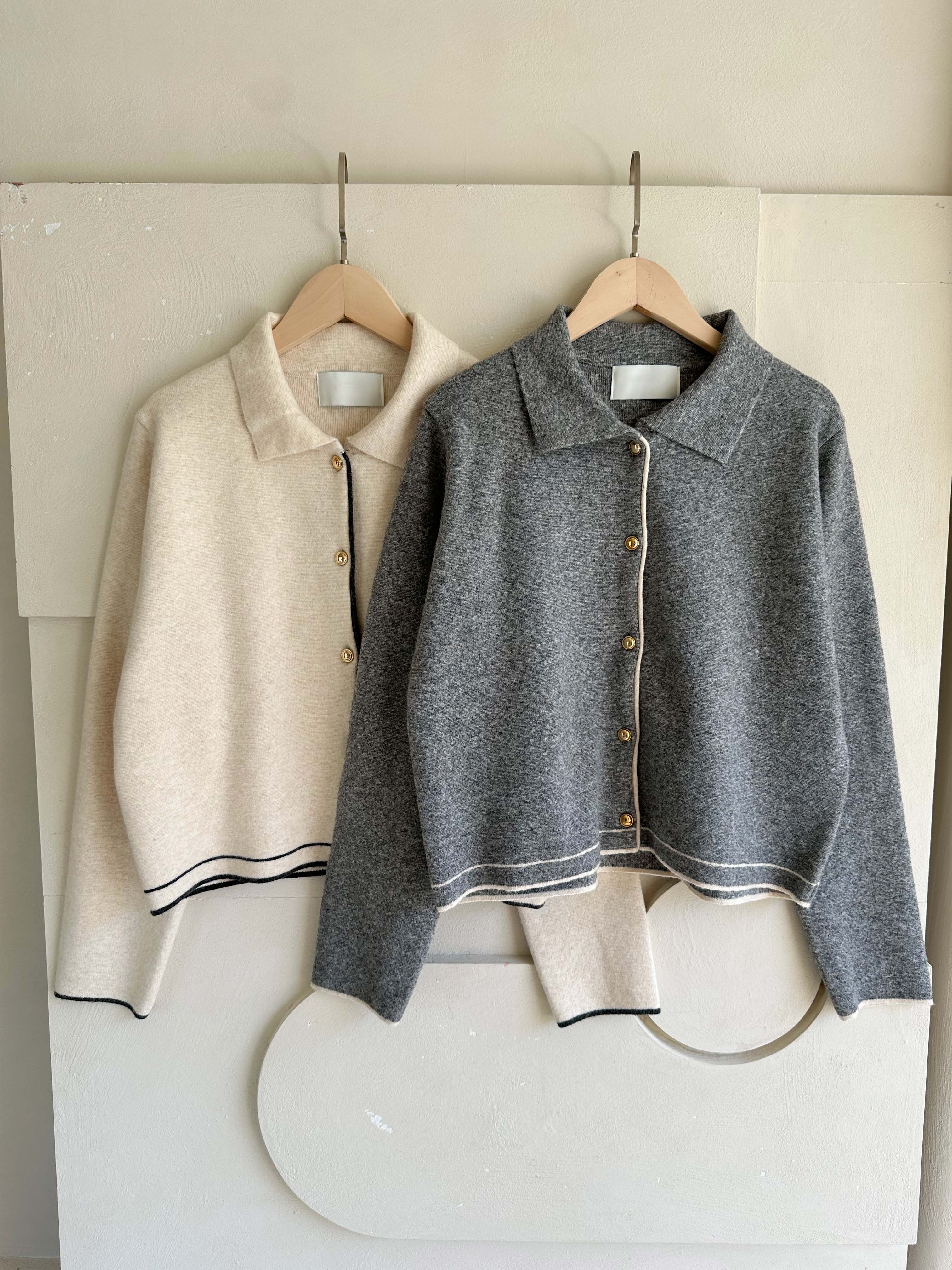 BS撞色小領針織外套(兩色)