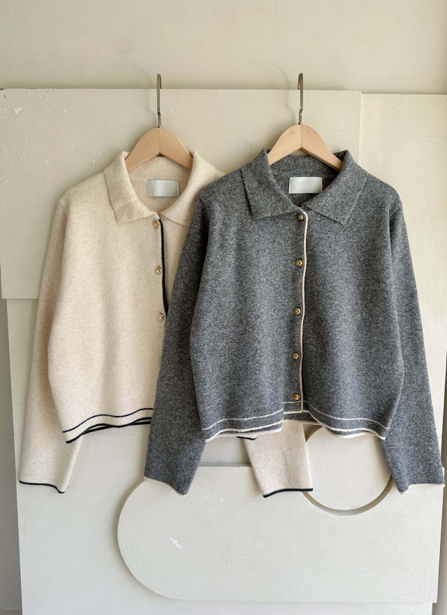 BS撞色小領針織外套(兩色)