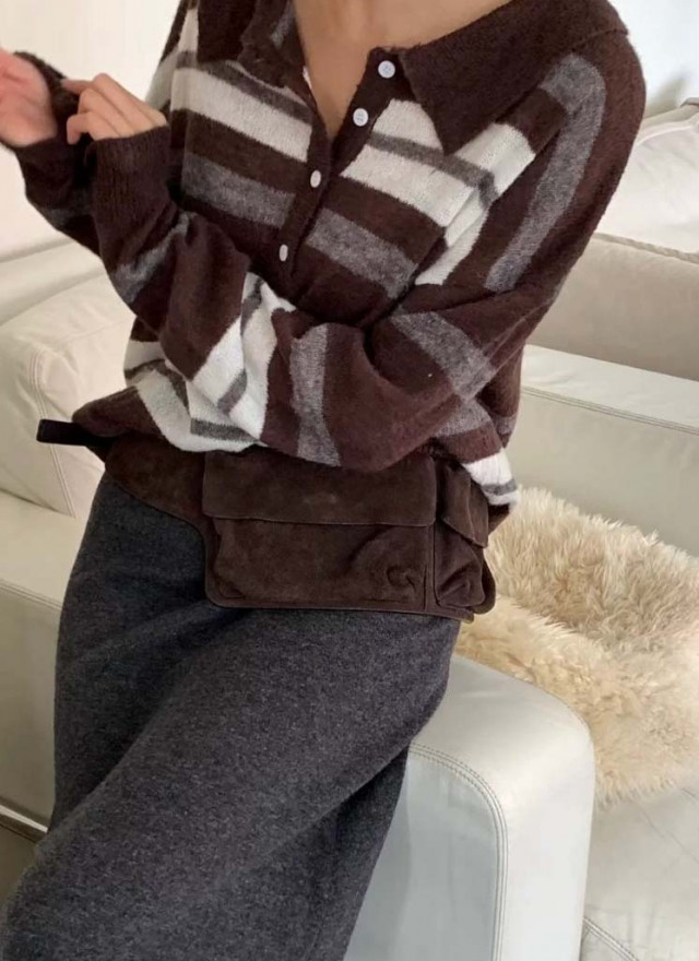 BS翻領條紋針織衫(兩色)