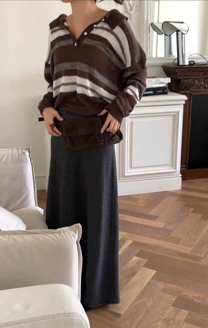 BS翻領條紋針織衫(兩色)