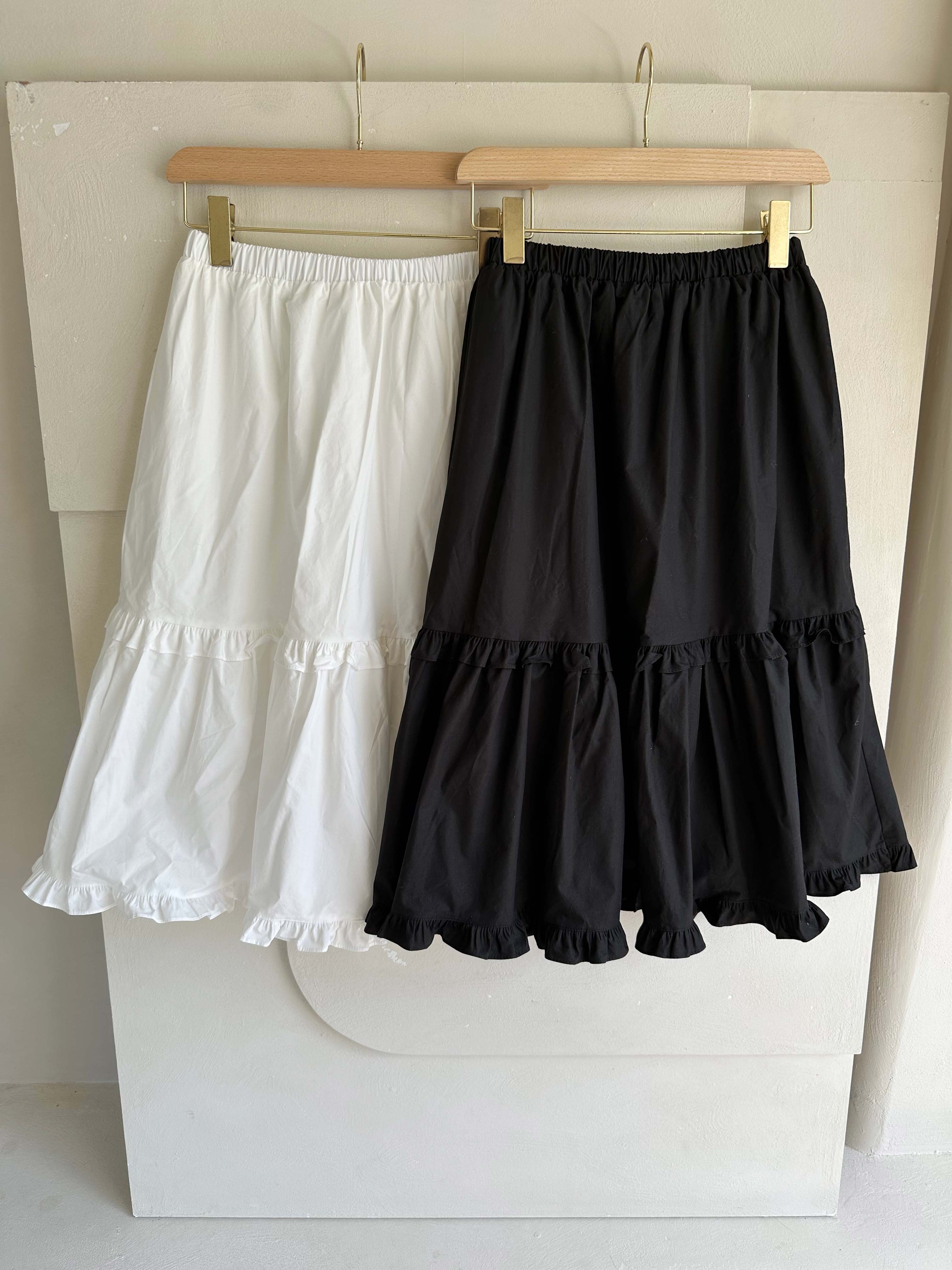 BS荷葉花擺中長裙(兩色)