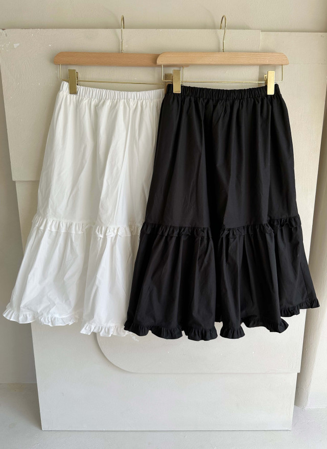 BS荷葉花擺中長裙(兩色)