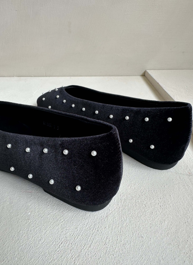 BS珍珠絨面低跟鞋