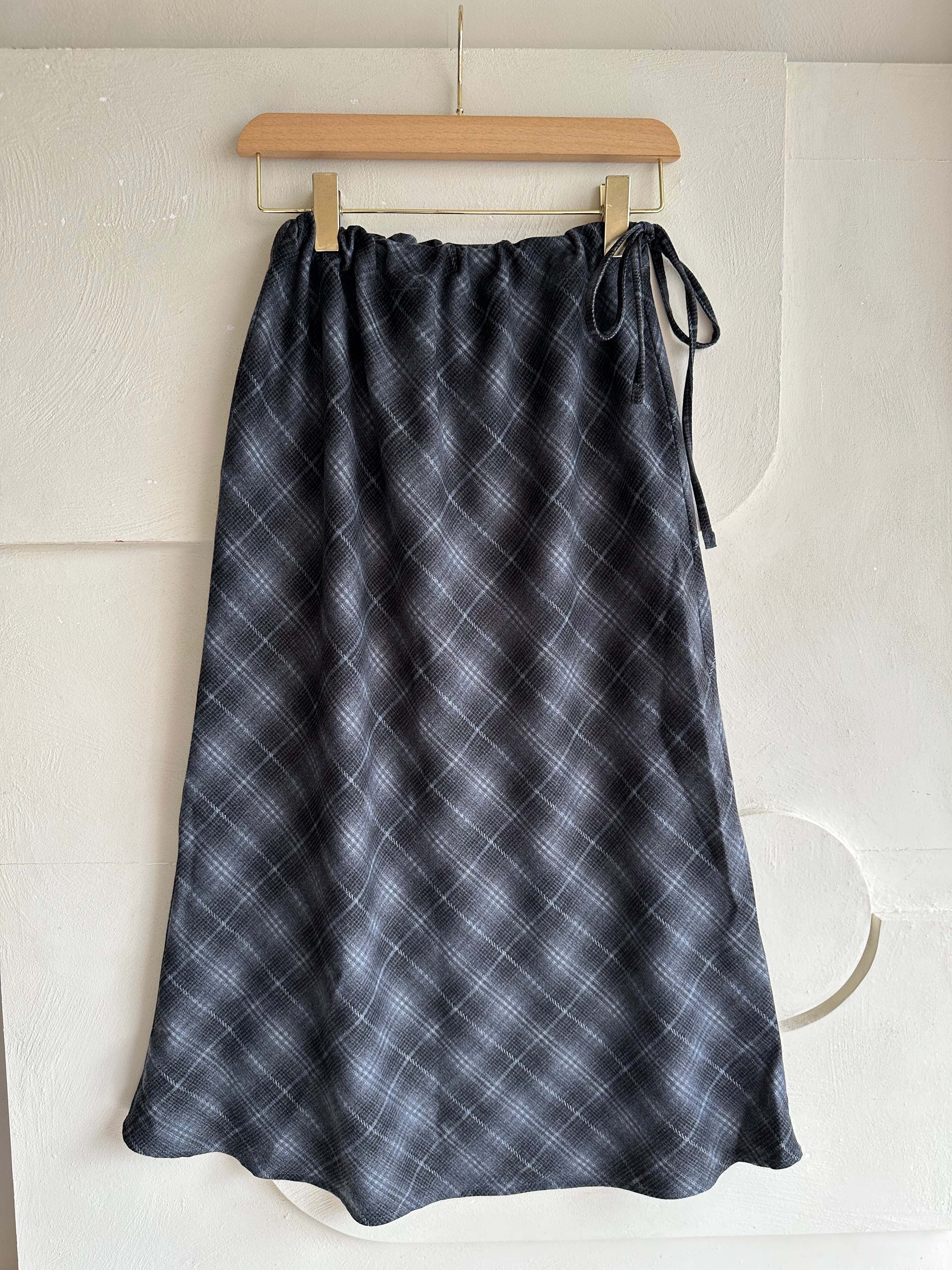 BS格紋綁帶長裙