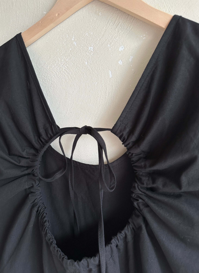 BS綁帶抽皺口袋洋裝