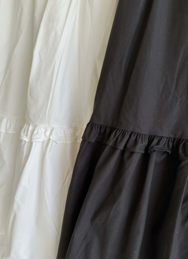 BS荷葉花擺中長裙(兩色)