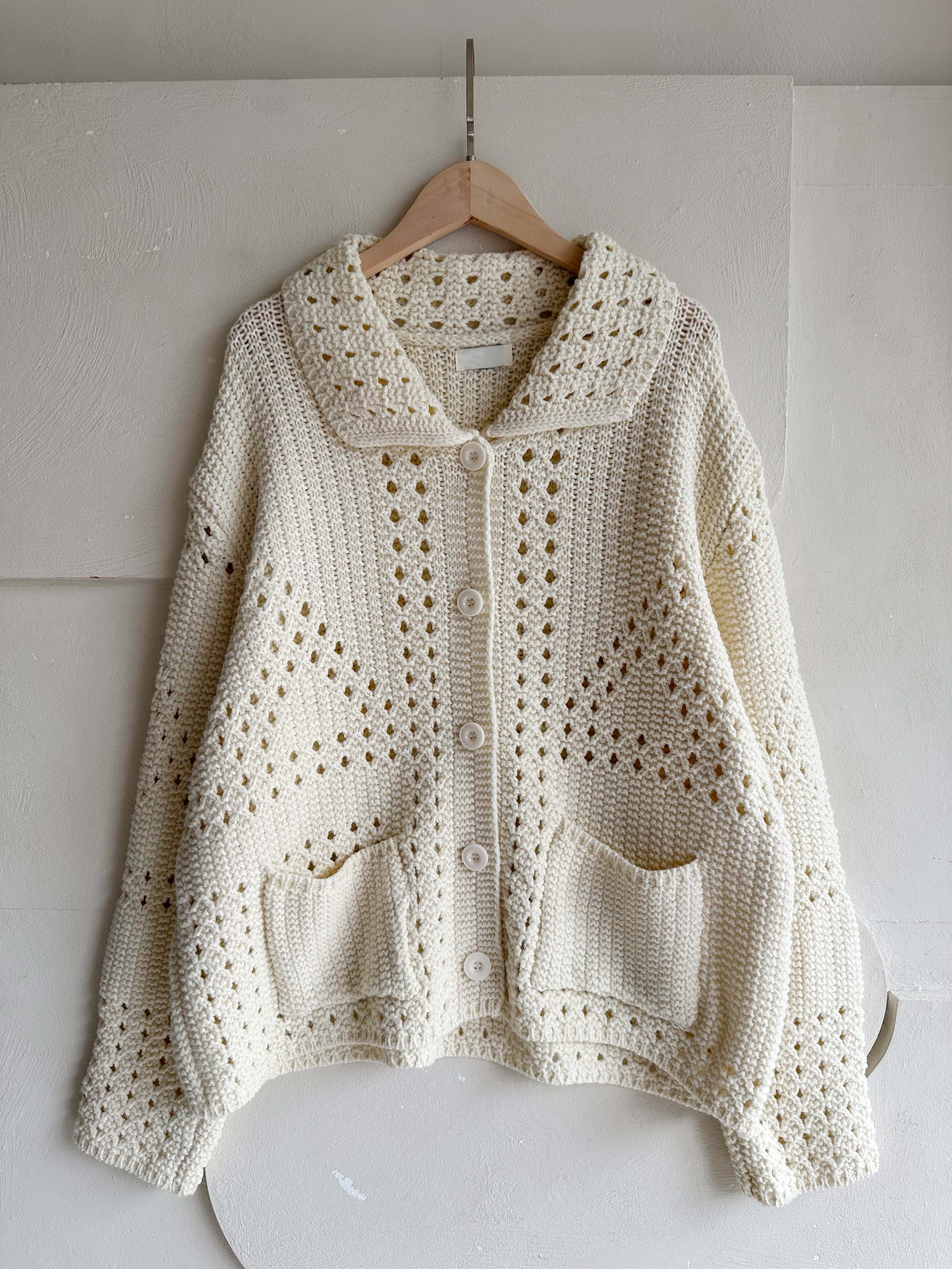 BS鏤空針織翻領外套