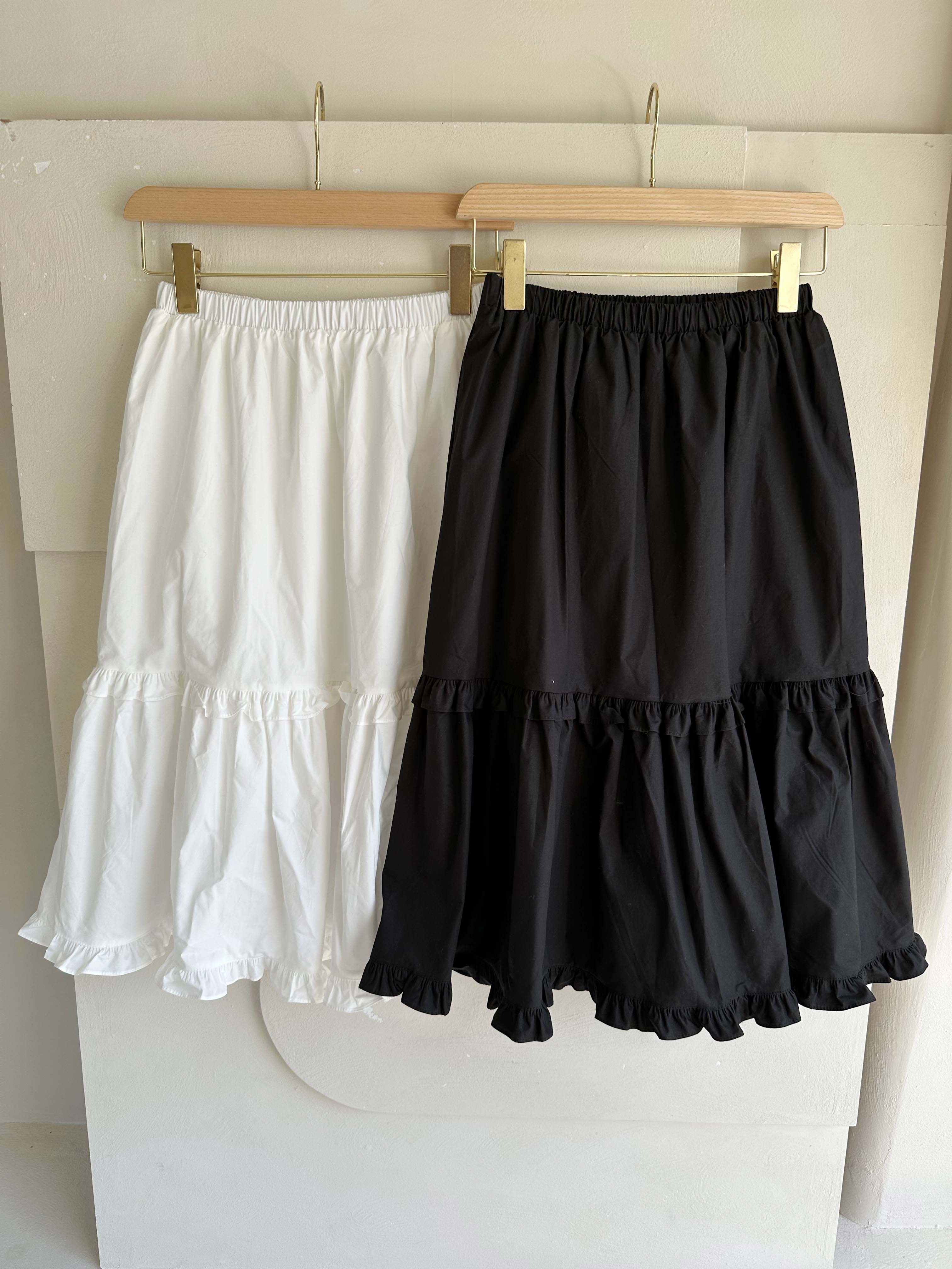 BS荷葉花擺中長裙(兩色)