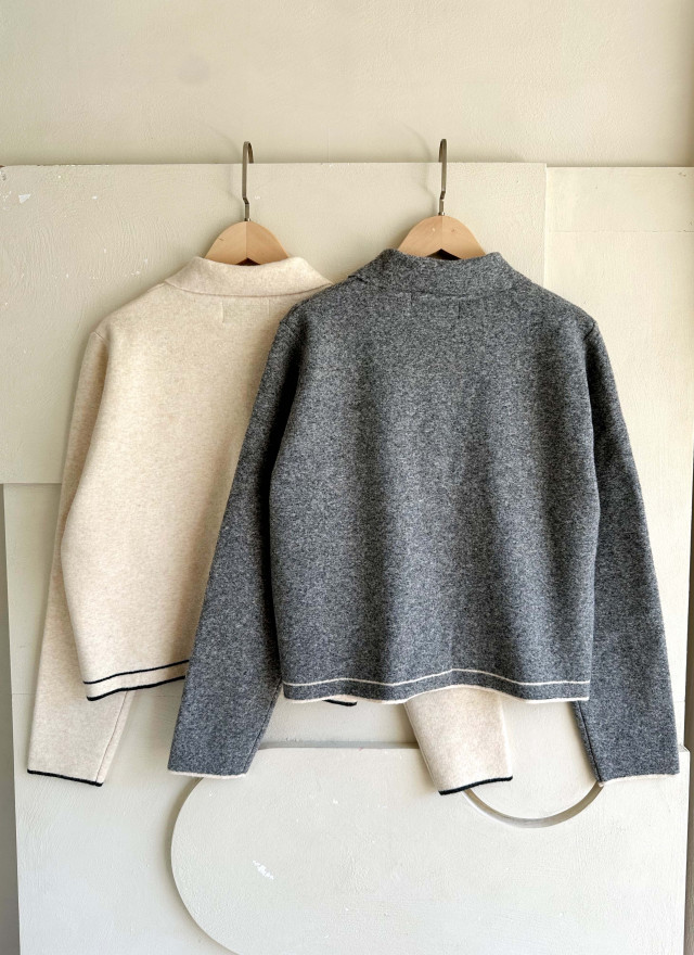 BS撞色小領針織外套(兩色)