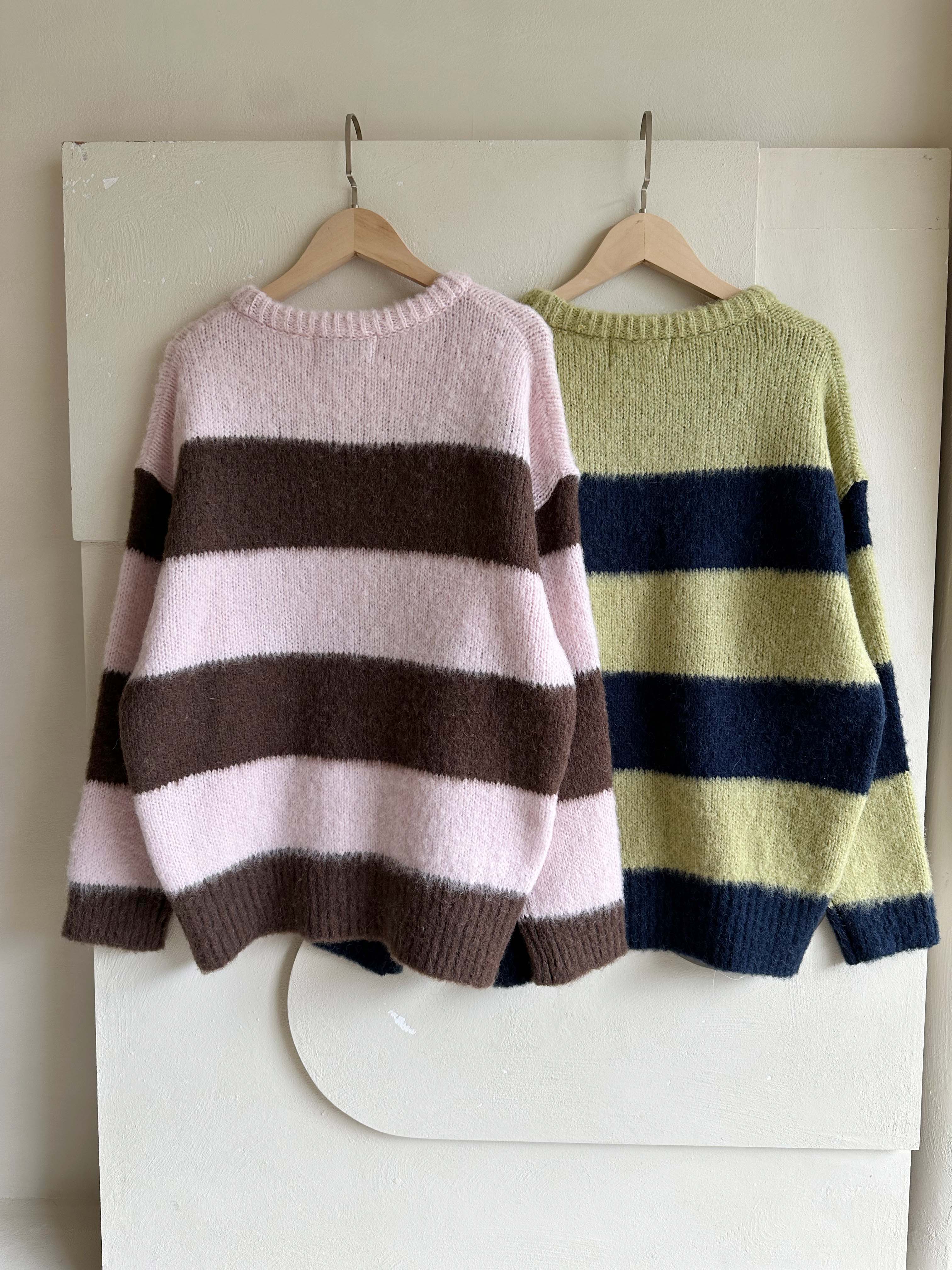 BS暖絨撞色條紋毛衣(兩色)