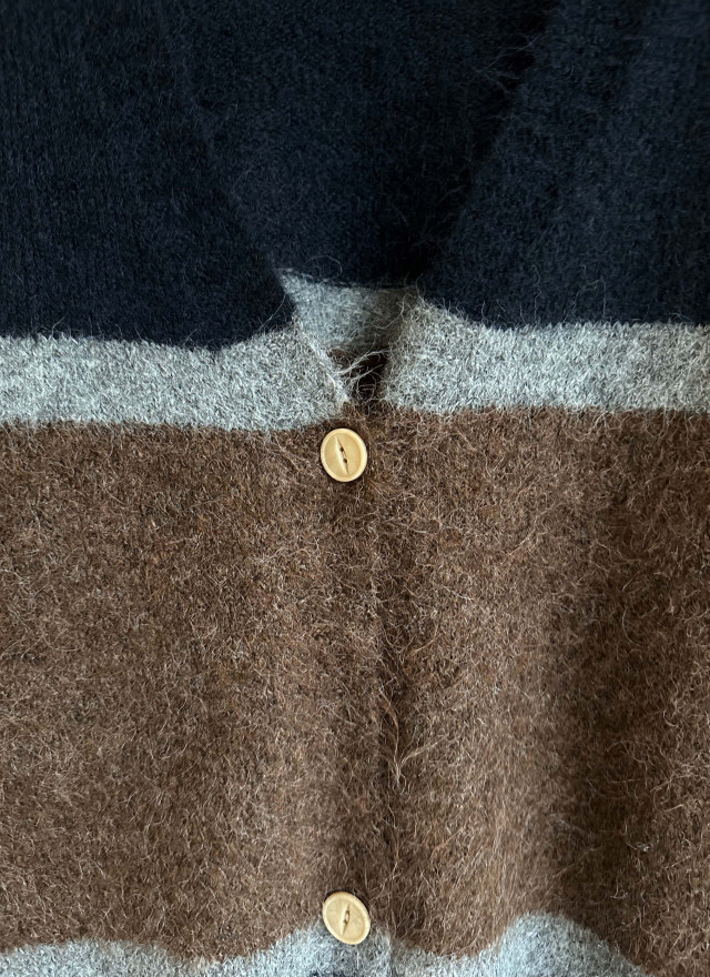 BS條紋針織開襟衫