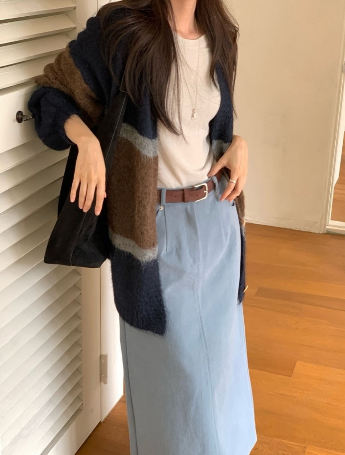 BS條紋針織開襟衫