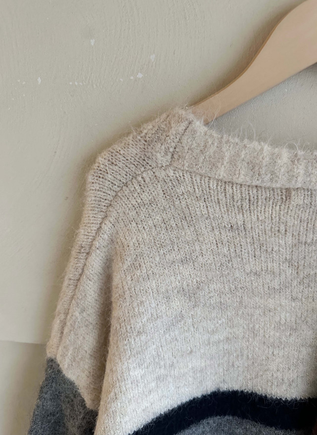 BS條紋針織開襟衫