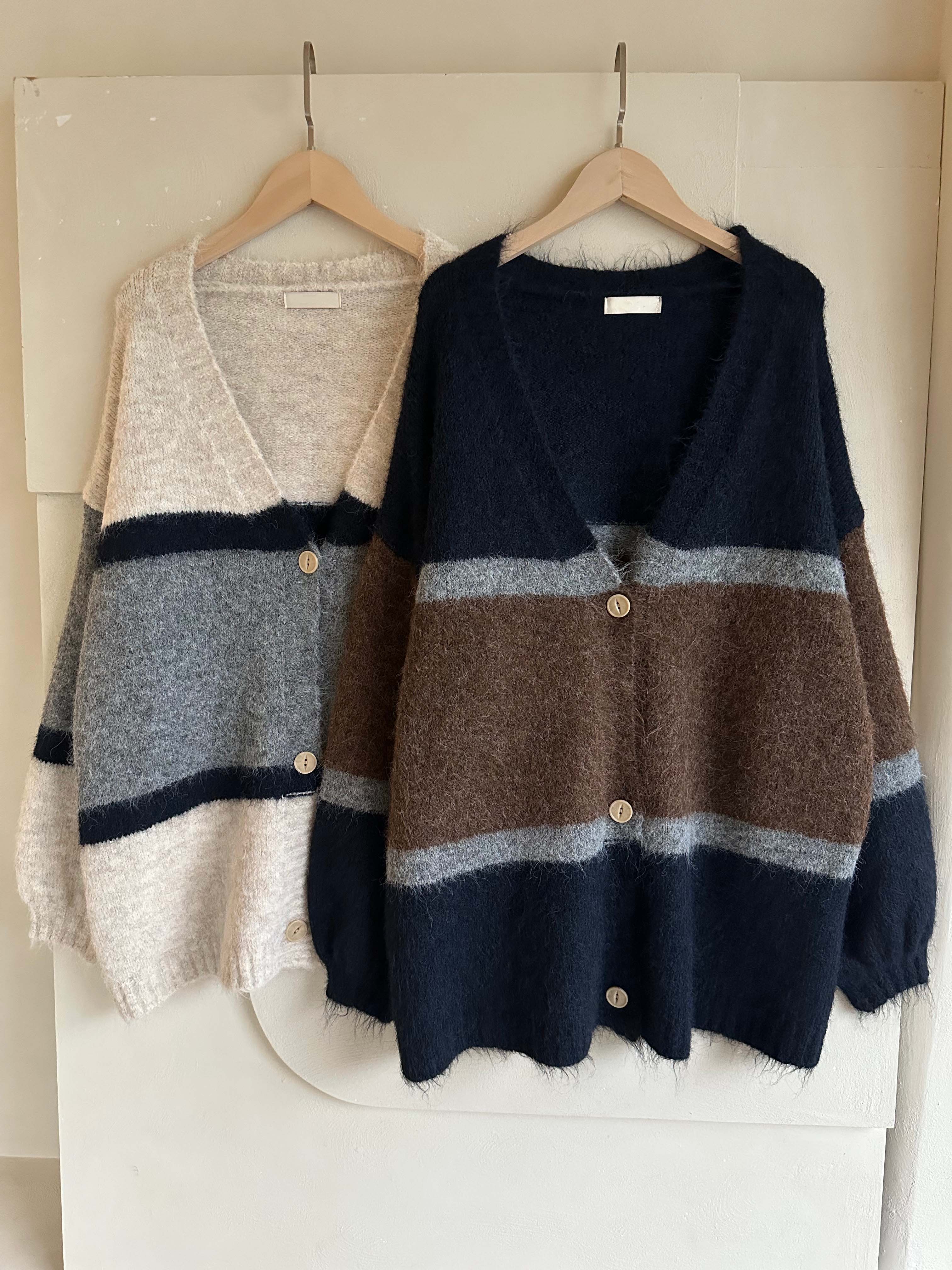 BS條紋針織開襟衫