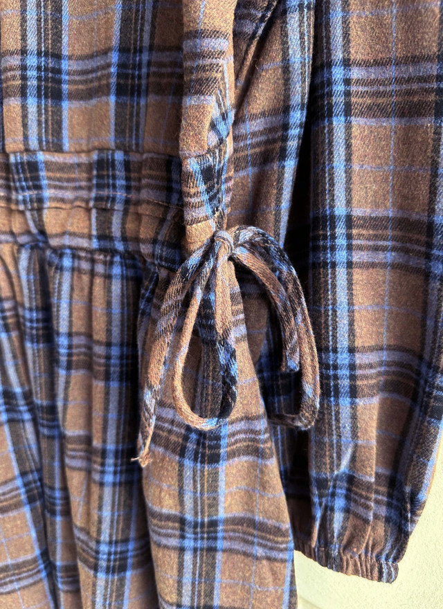 BS復古格紋綁帶洋裝