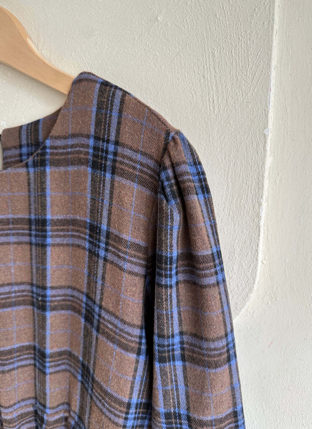 BS復古格紋綁帶洋裝