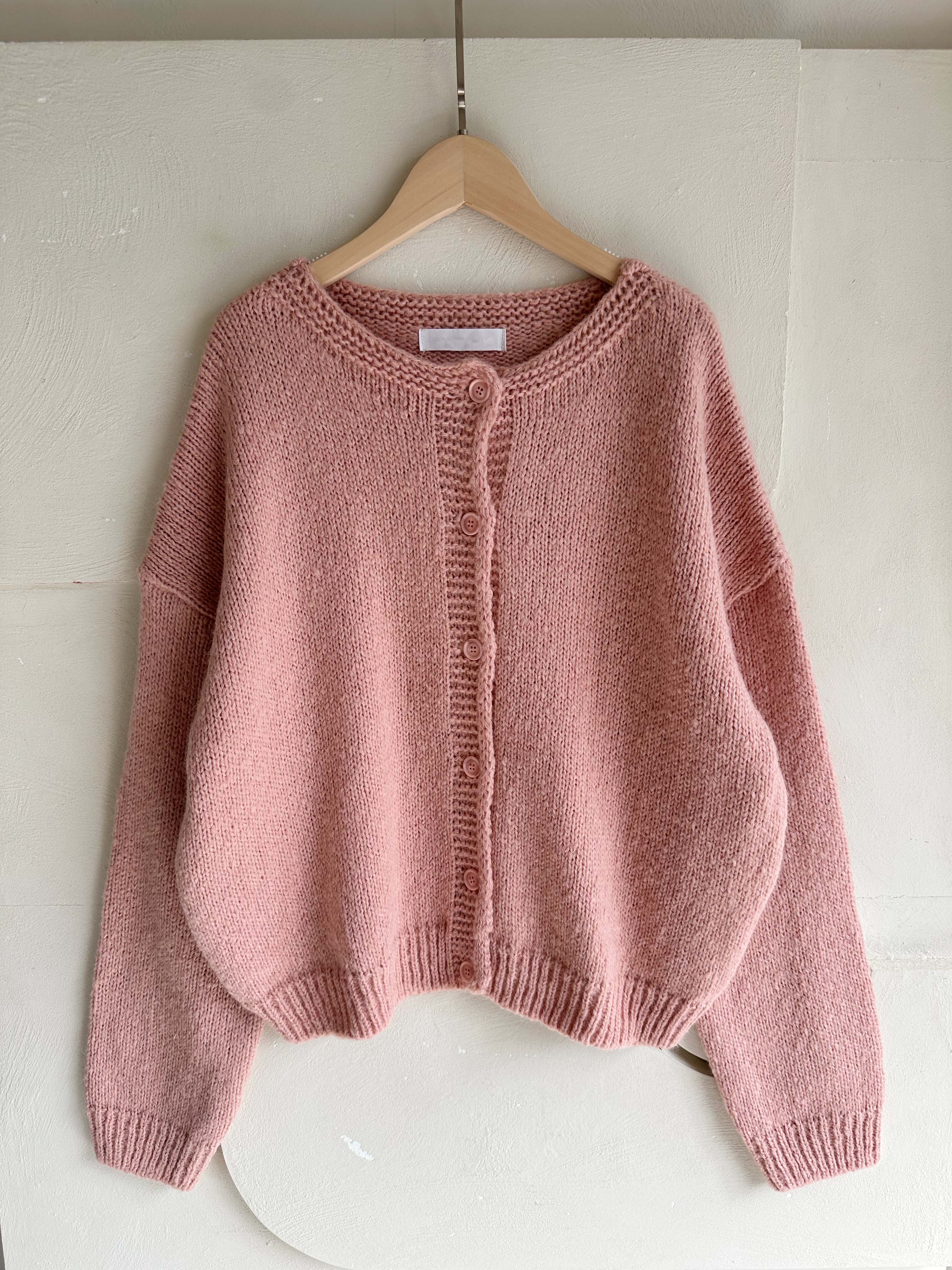 BS粉杏針織開襟衫