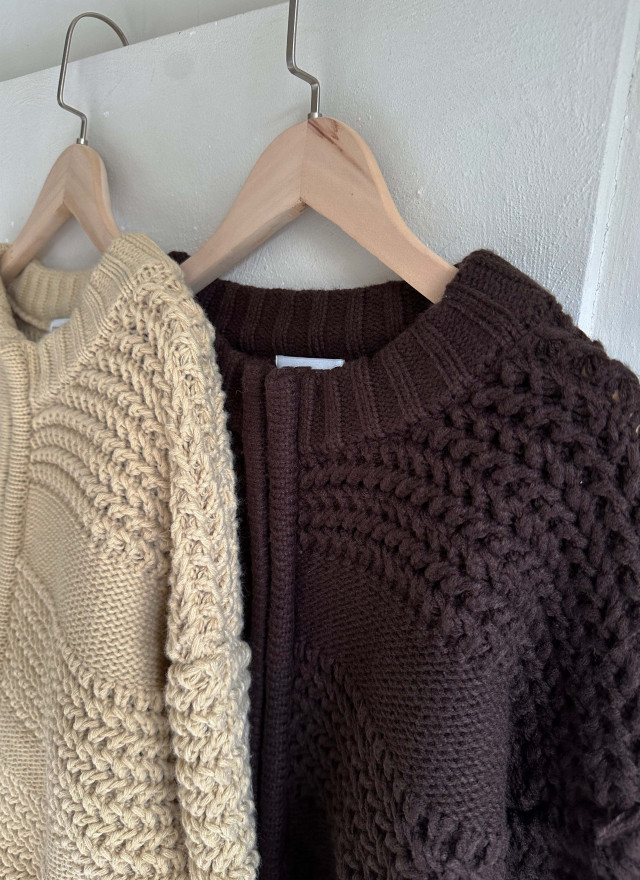 BS立體織紋拉鍊針織衫(兩色)