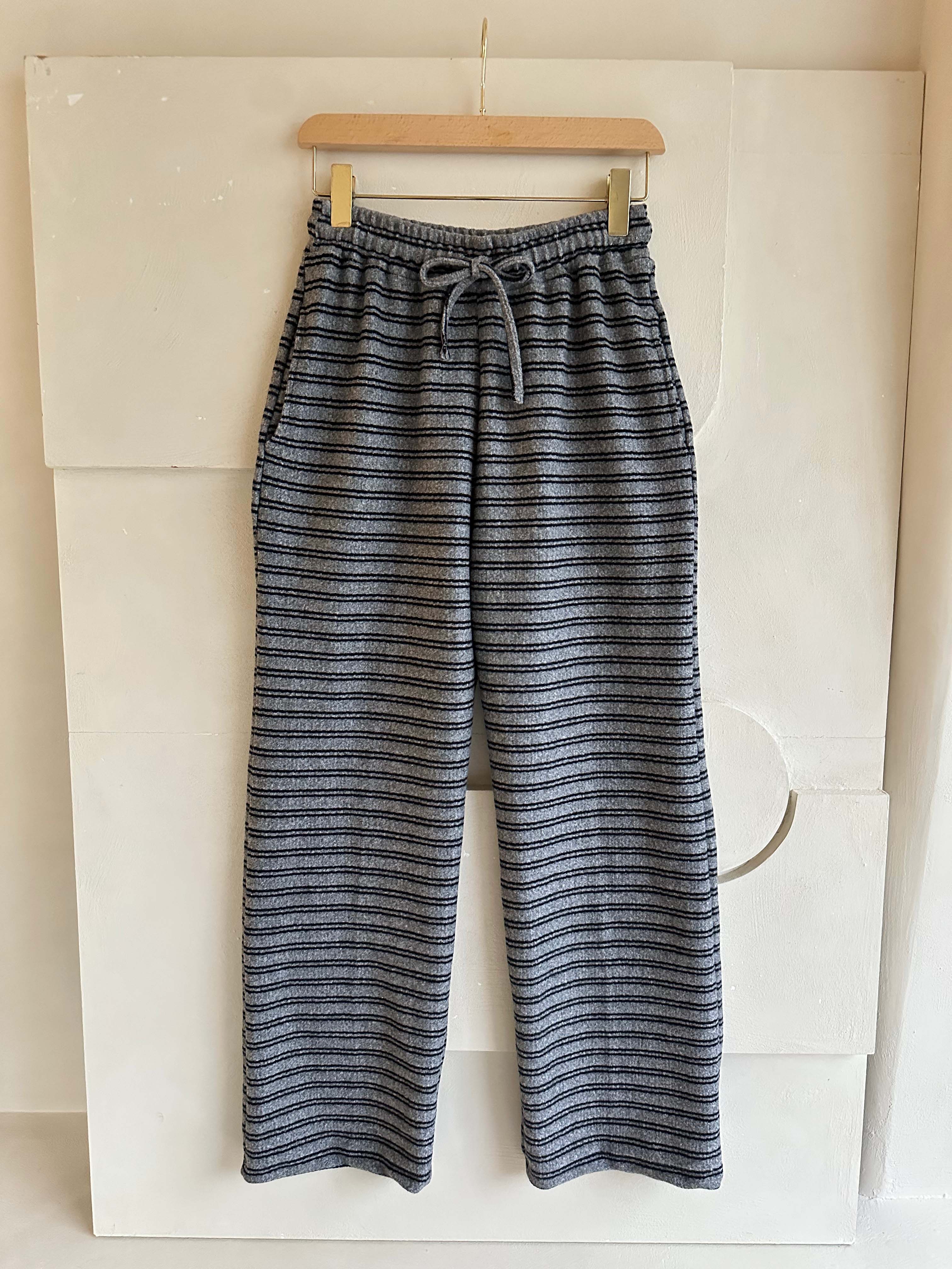 BS垂墜綁帶條紋寬褲