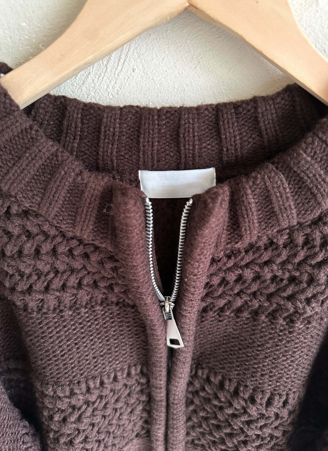 BS立體織紋拉鍊針織衫(兩色)