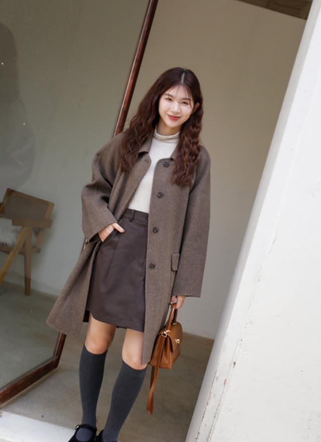 BS麥果綁帶手工羊毛大衣(兩色)