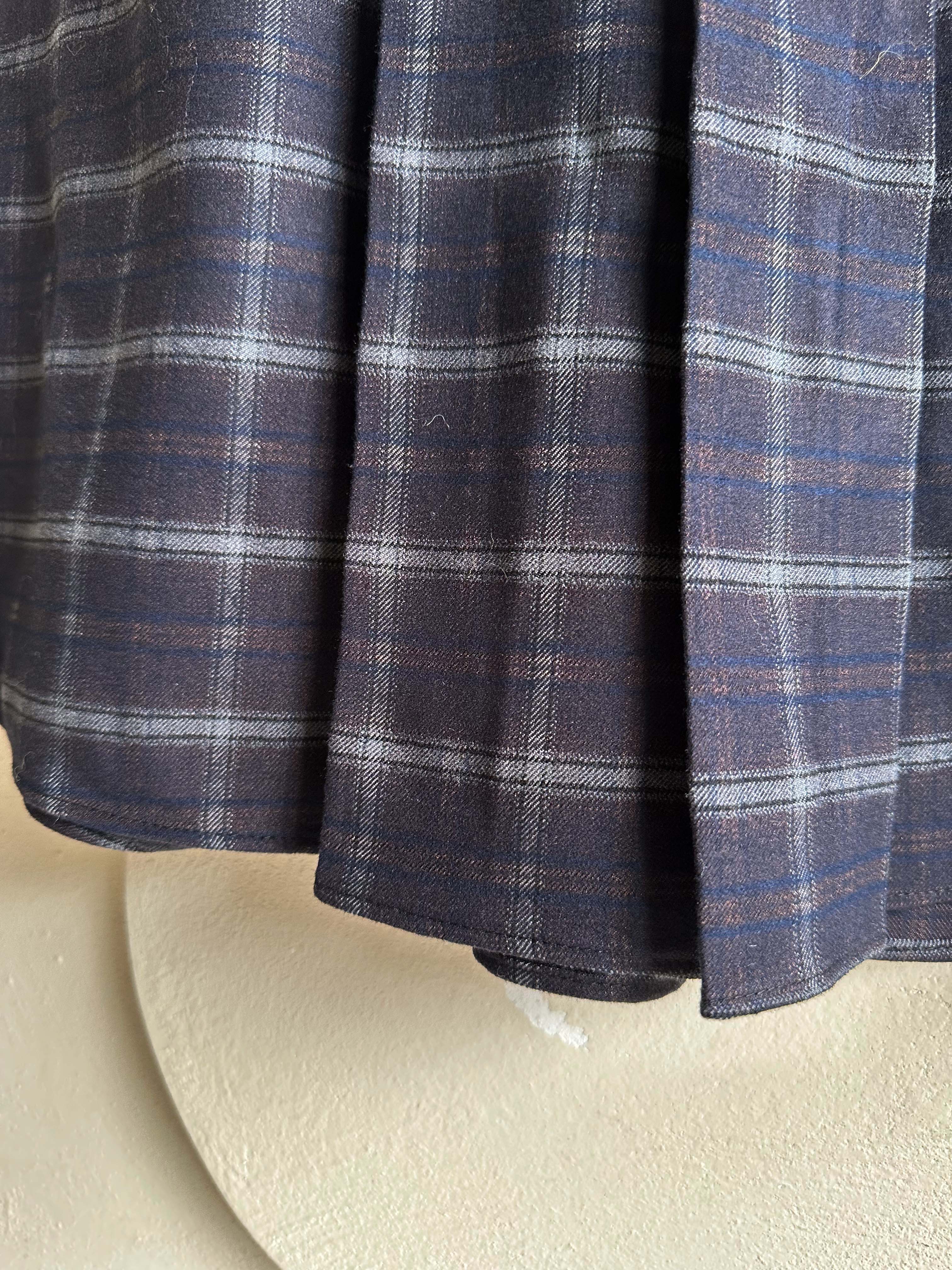 BS雙扣格紋學院風百摺裙